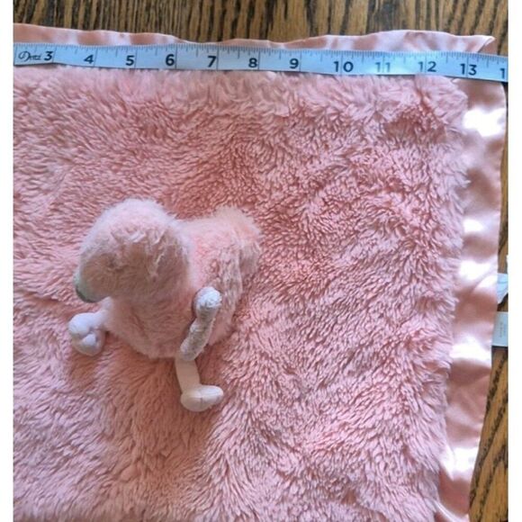 Cloud Island Pink Flamingo Plush Security Blanket Satin Trim - Picture 5 of 6